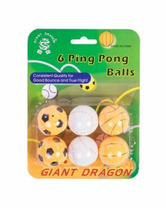 Sports Themed Ping Pong Balls, 1 Star, 6 Pack