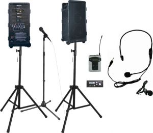 Premium Digital Audio Travel Partner Plus Wireless System Package - Includes One Receiver, One Over-ear Mic With Wireless Bodypack Transmitter. S1297-70 Companion Speaker, S1073 Mic Stand, 2 X S1018 Heavy Duty Tripod.