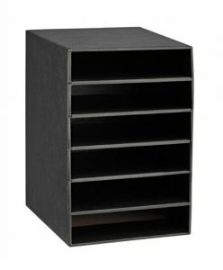 Black 6 Compartment Desktop File Classroom Literature Organizer 2 Pack