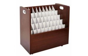 50-compartment Mahogany Mobile Wood Roll File Storage Organizer 2 Pack