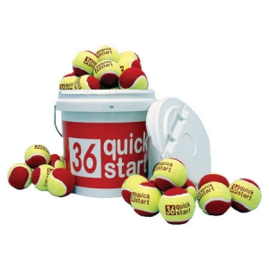 Quick Start Tennis Balls, 36 W/slogans 24 Felt Balls In Bucket