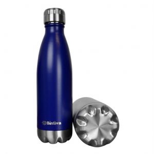 Double Walled Vacuum Insulated Blue Stainless Steel Water Bottle 17 oz