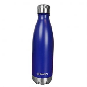 Double Walled Vacuum Insulated Blue Stainless Steel Water Bottle 25 oz