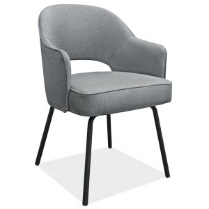 Officesource Kinsley Collection Modern Guest Chair With Black Metal Legs, Gray Linen