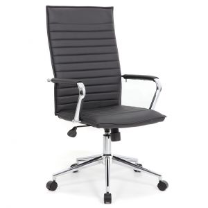 Officesource Ridge Collection Executive High Back Task Chair W/chrome Frame And Ribbed Back, Black