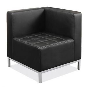 Officesource Millennial Collection Corner Chair, Black Faux Leather