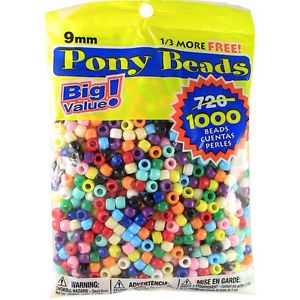 Bead Pony Opaque Multi Color 9mm 1000pk