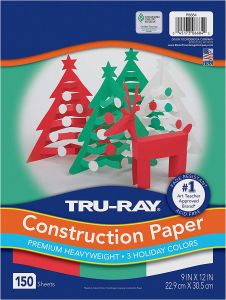 Tru-ray Premium Construction Paper, Holiday Colored Paper, 3 Assorted Colors, 9� X 12�, 150 Sheets