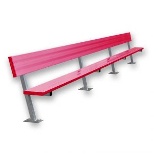 Player Bench With Seat Back - 21' - Surface Mount  (powder Coated)