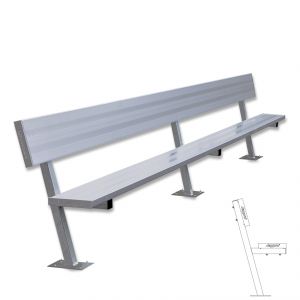 Player Bench With Seat Back - 15' - Surface Mount