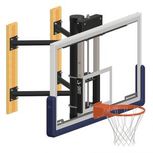 Basketball System - Wall-mounted - Shooting Station - Adjustable Height (indoor) - 72" Glass Backboard, Contender Series Breakaway Goal