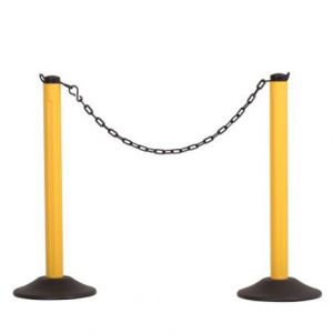 Chainboss Yellow Post With 10' Of 2" Black Chain- Unweighted Base, 2 Pack