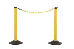 Chainboss Yellow Post With 10' Of 2" Yellow Chain- Unweighted Base, 2 Pack
