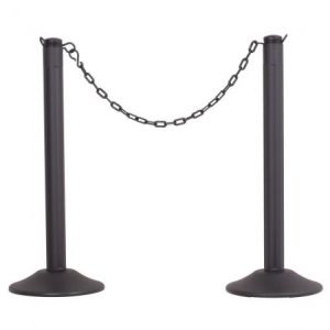 Chainboss Stanchion With Black Post, No Chain - Weighted Base, 2 Pack