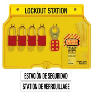 Wall Mounted Lockout Station ,spanish/english 4-lock Station. A1106red Aluminum Padlocks 