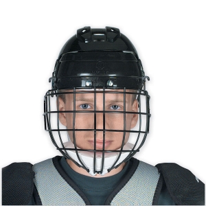Helmet With Wire Face Cage, Senior, Black