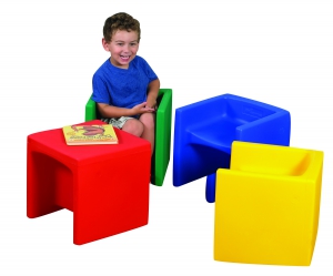 Set Of 4 Cube Chairs - Sky Blue/fern/almond/blue 