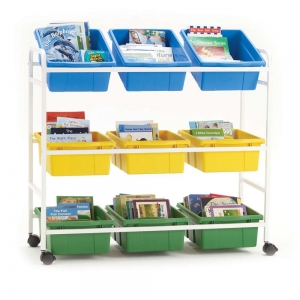 Bamboo Book Browser Cart With Vibrant Mixed Tub Combo