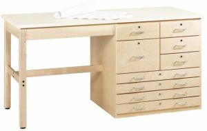 Planning and Layout Bench, Plastic Laminate, 72"W x 30"D x 37"H, Maple