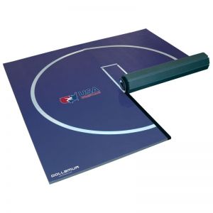 FLEXl-Connect Wrestling  Mat with circle & starting marks Smooth Surface 10'X10'x1.25'' Navy