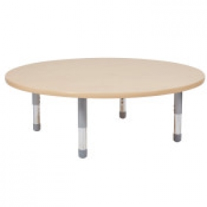 48" Round T-mold Activity Table With Adjustable Floor Legs - Maple/maple/silver