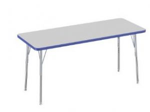 24" X 60" Rectangle T-mold Activity Table With Adjustable Standard Swivel Glide Legs - Gray/blue/silver