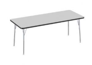 30" X 72" Rectangle T-mold Activity Table With Adjustable Standard Swivel Glide Legs - Gray/black/silver