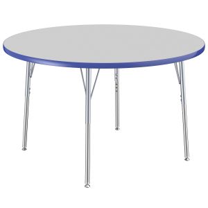 48" Round T-mold Activity Table With Adjustable Standard Swivel Glide Legs - Gray/blue/silver