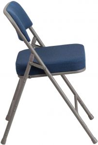 2 Pack Hercules Series Premium Curved Triple Braced & Double Hinged Navy Fabric Metal Folding Chair