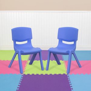 Whitney 2 Pack Blue Plastic Stackable School Chair With 10.5'' Seat Height