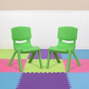 Whitney 2 Pack Green Plastic Stackable School Chair With 10.5'' Seat Height
