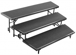 Nps 3 Level Tapered Standing Choral Riser, Carpet (18" X 96" Platform)
