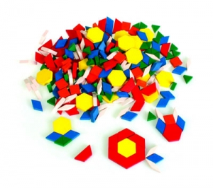Wooden Pattern Blocks In A Container, Set Of 250 