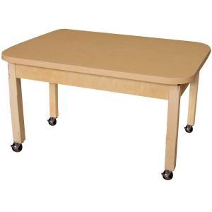 Rectangle 24" X 48" High Pressure Laminate Table With Hardwood Legs, Mobile, 14"