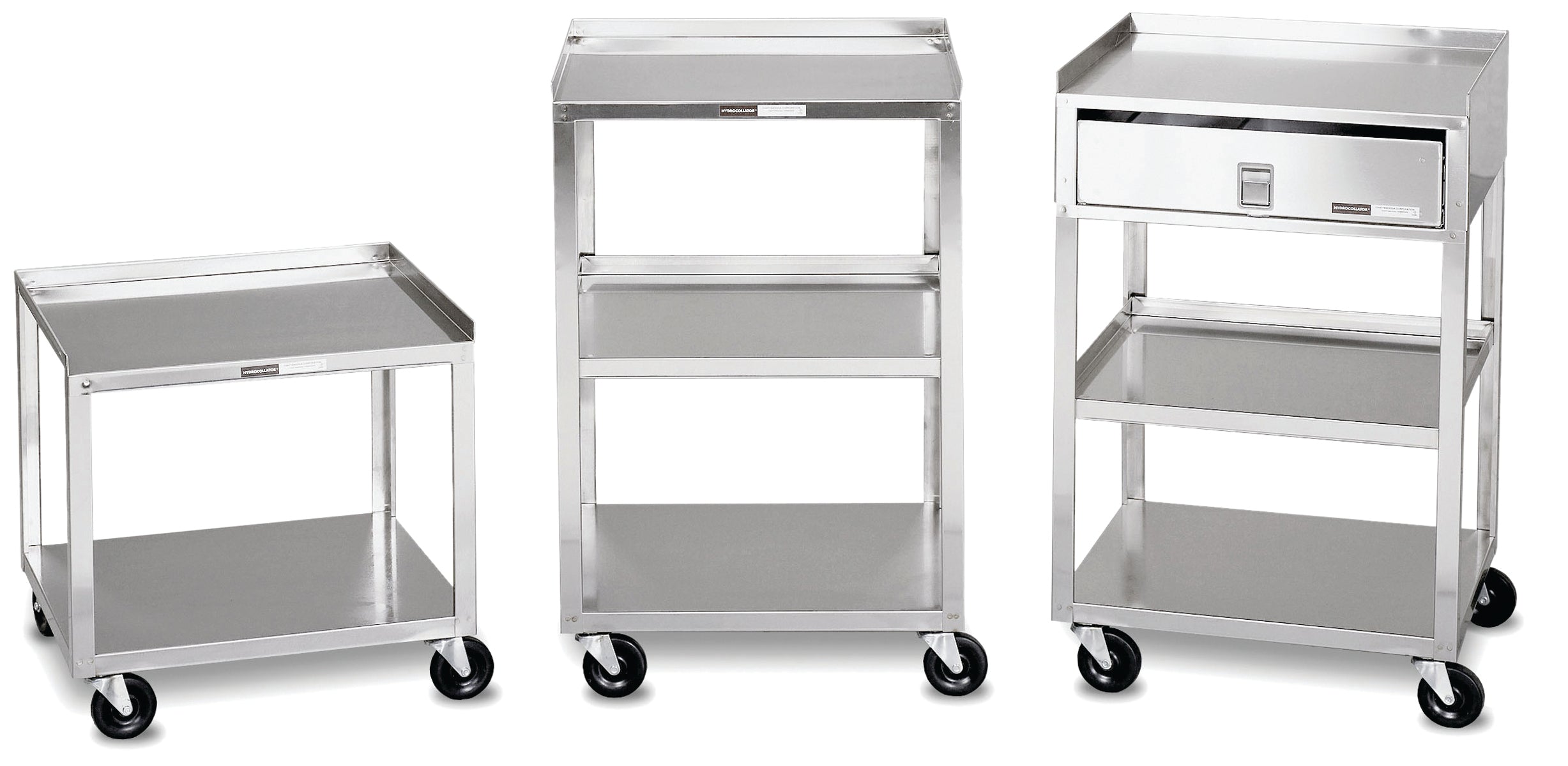Mobile Stand - Stainless Steel - 2-shelf with drawer