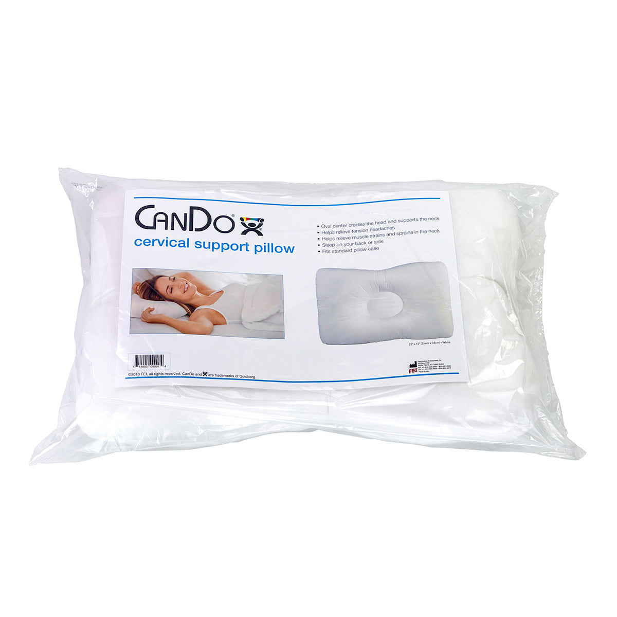 CanDo Cervical Support Pillow, Standard Size, 22" x 15"