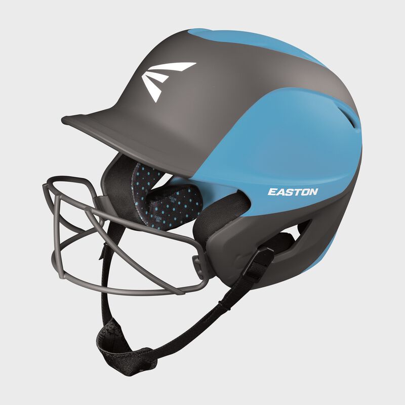 Easton Ghost 2-Tone Medium/Large Matte Batting Helmet With Softball Mask - Columbia Blue/Charcoal