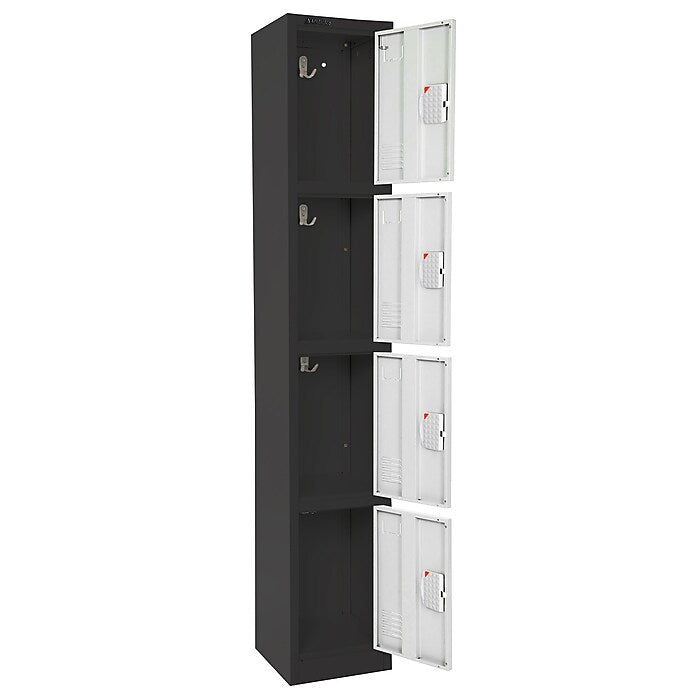 72" H x 12" W  4-Tier Steel Storage Locker with Digital Lock, Black and White, Pack of 4