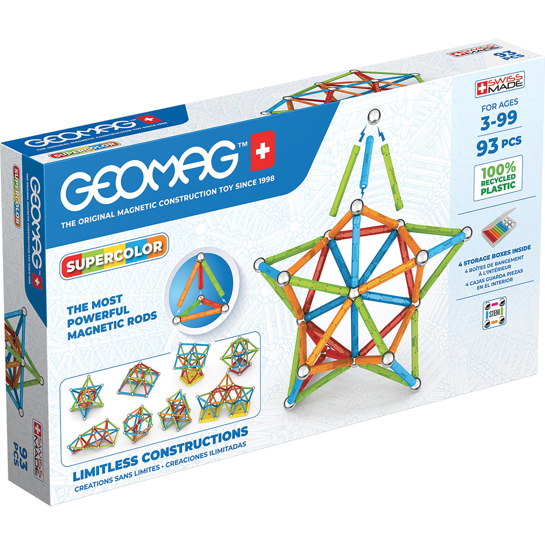 Geomag™ Supercolor Recycled Magnetic Building Set, 93 Pieces