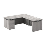 Bush Business Furniture Stratus&nbsp;72W x&nbsp;78D Height Adjustable L Shaped Standing Desk with File Cabinet in Platinum Gray with Metallic Gray Base - 71.02" Width x 76.97" Depth x 27.44" Height