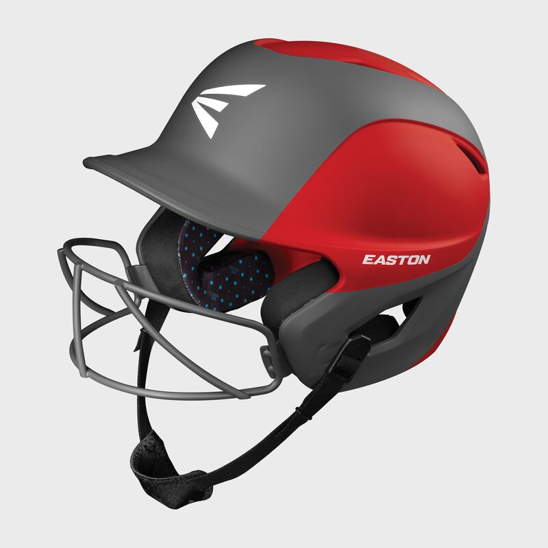 Easton Ghost 2-Tone T-Ball/Small Matte Batting Helmet With Softball Mask - Red/Charcoal