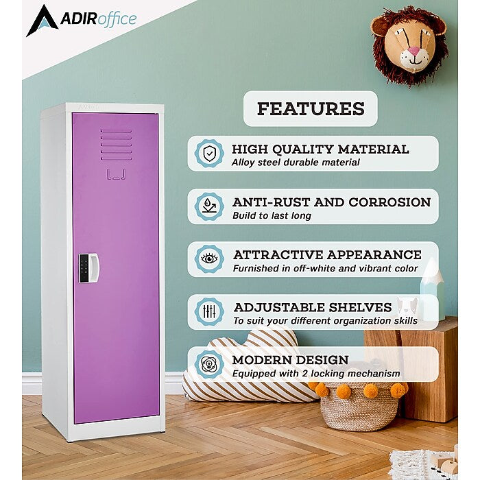48" H x 15" W Steel Single Tier Storage Locker with Digital Lock, Purple