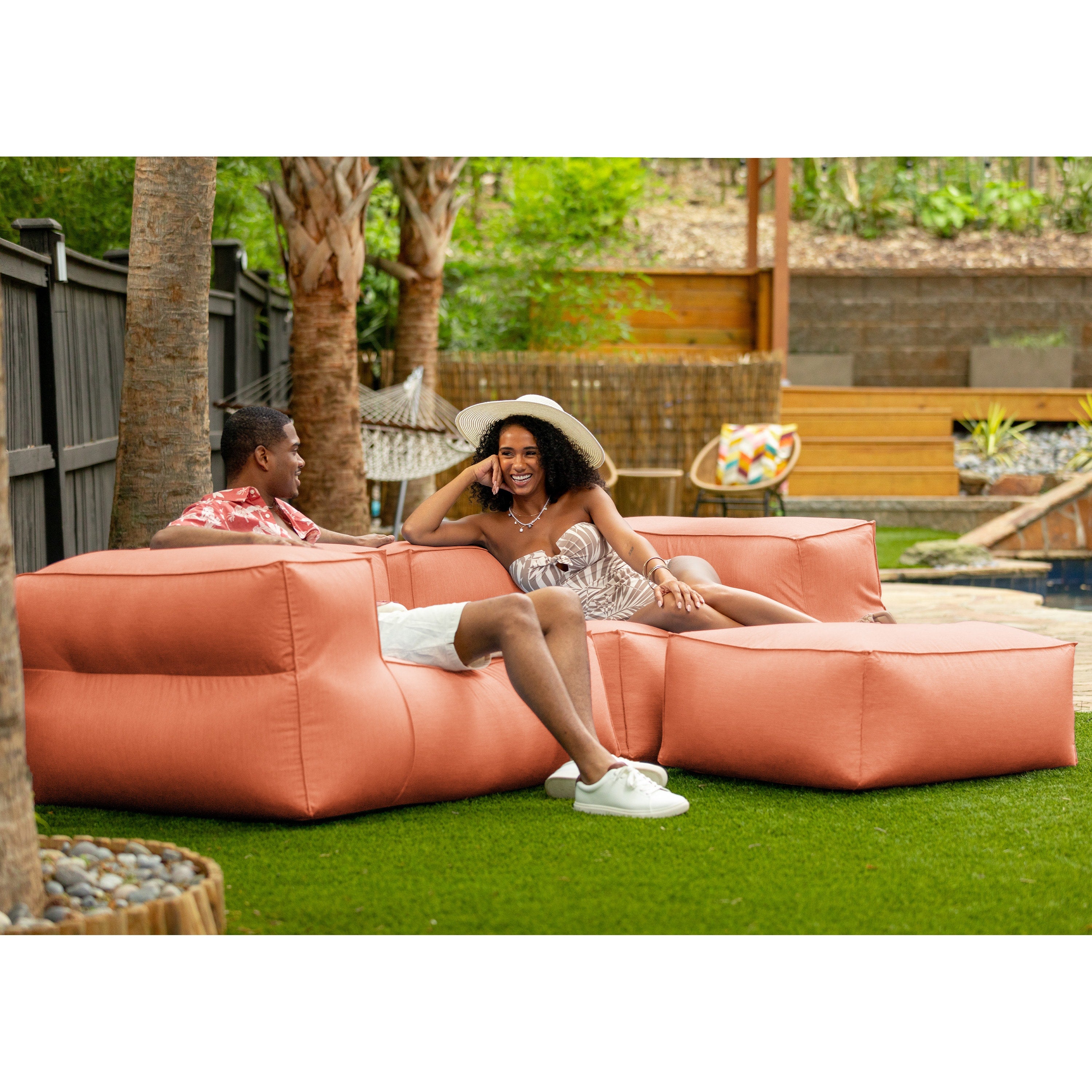 Baya Outdoor Modular Loveseat - Luxurious Soft Seating for Poolside or Hospitality, Coral