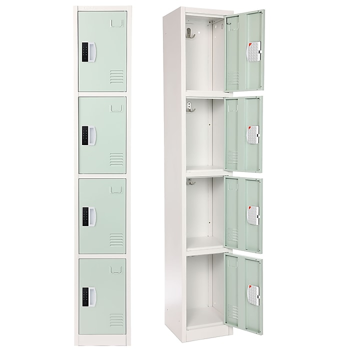 72" H x 12" W  4-Tier Steel Storage Locker with Digital Lock, Misty Green
