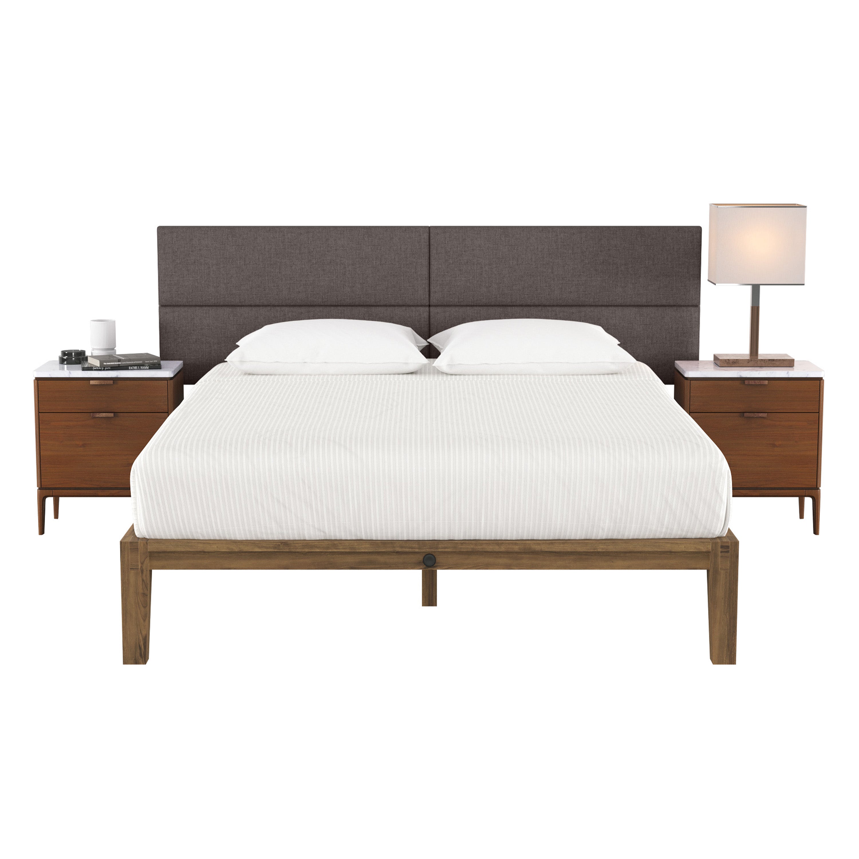Jaxx Panelist Modern Padded Headboard – Set of 4 Wall Mounted Panels - King, Havana Brown Microvelvet
