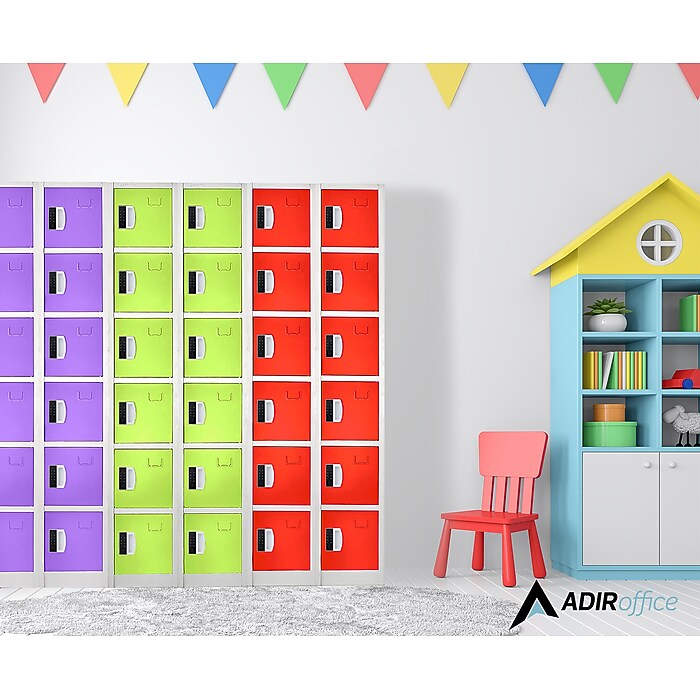 72" H x 12" W  6-Tier Steel Storage Locker with Digital Lock, Blue, Pack of 4