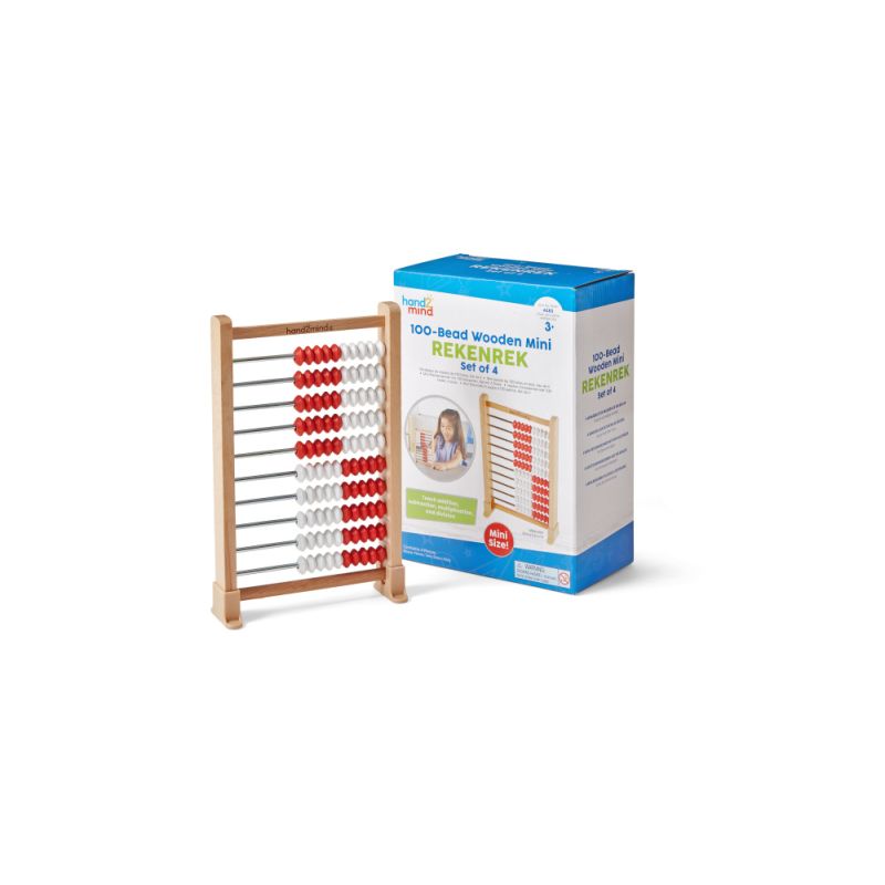 Rekenreks, Mini, 100-Bead, Wood, Set/4