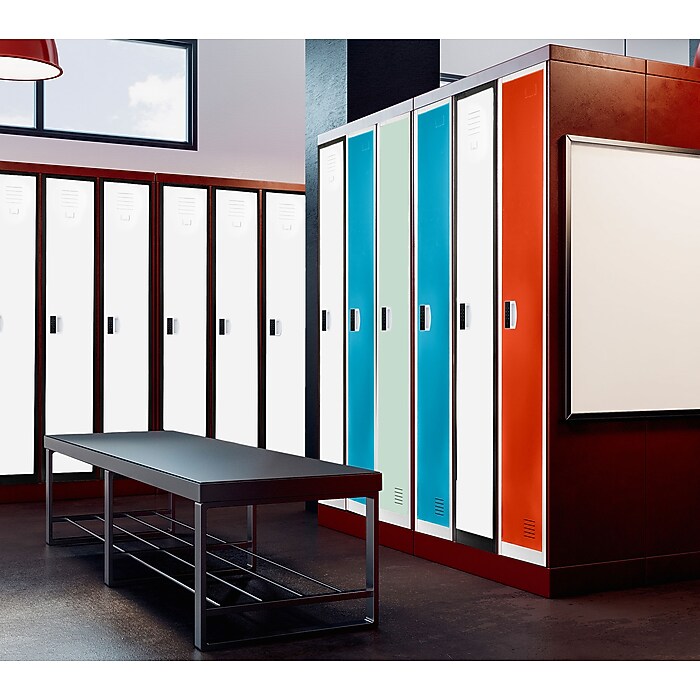 72" H x 12" W  Single Tier Steel Storage Locker with Digital Lock, Black and White