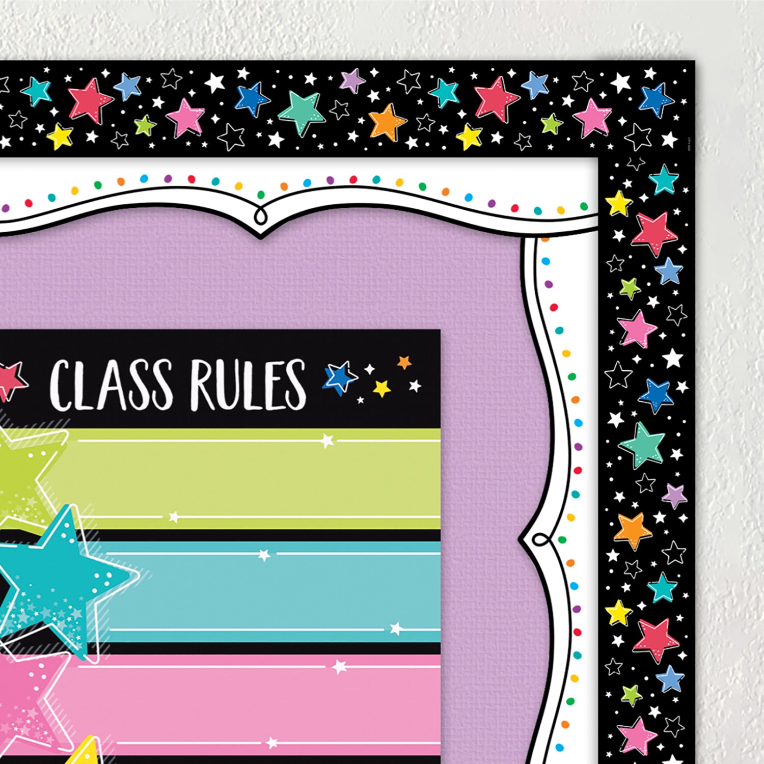Star Bright Colorful Stars on Black EZ Border, 48 Feet
