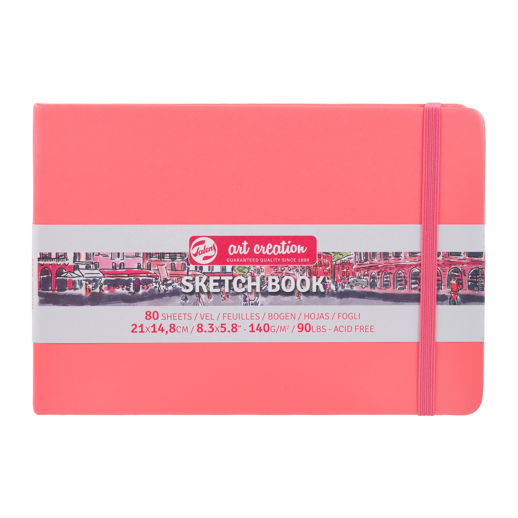 Sketchbook, 80 Sheets, 90lbs, Coral Red Cover, 8.3" x 5.8" (A5)